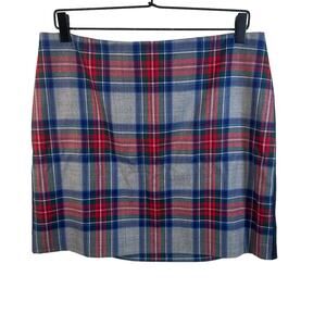 Vineyard Vines Womens Plaid Short Skirt Blue Red Zip Lined Wool Size 10